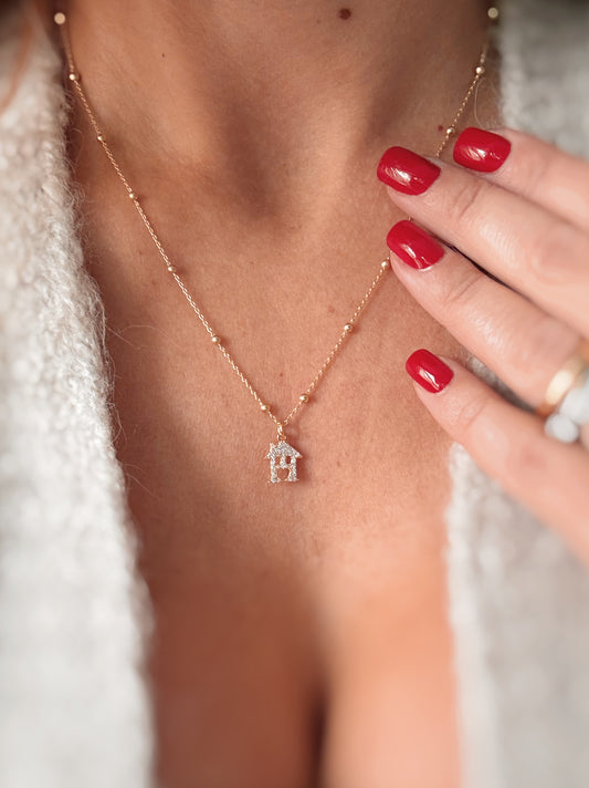 Collana Happy Home casetta zirconata
