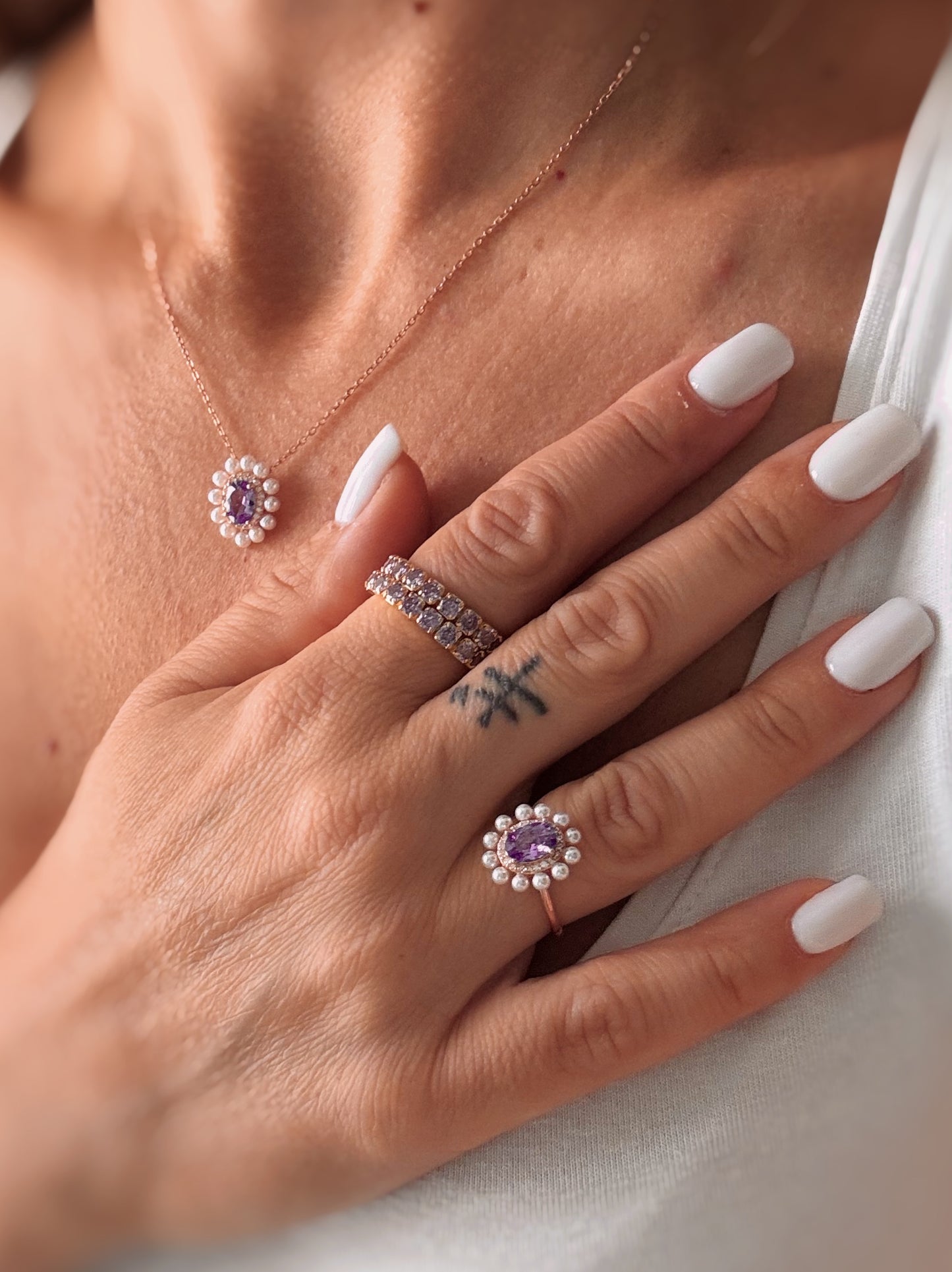 Anello Margherita con zircone e perle