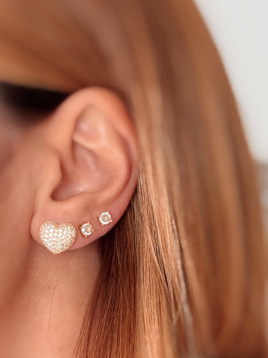 Orecchini Cuore bombato zirconato