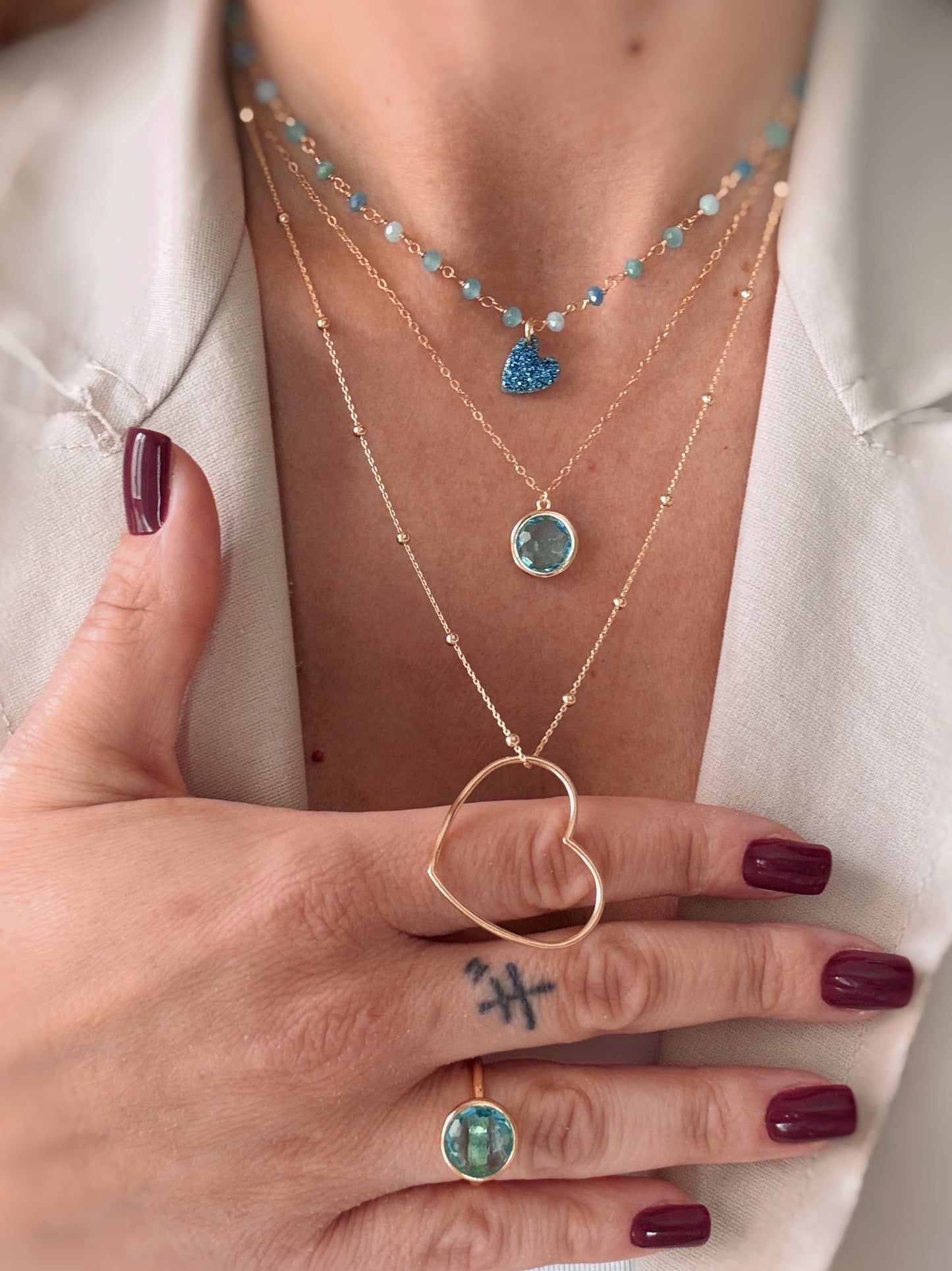 Collana lunga cuore filo medio