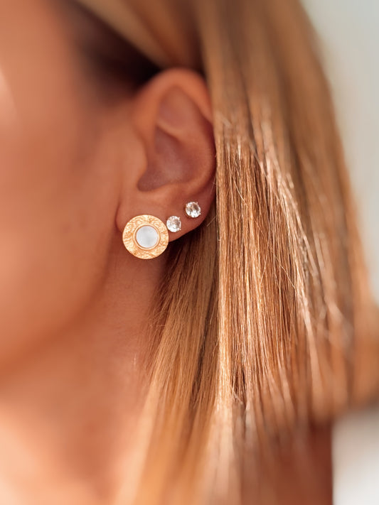 Orecchini Cerchio lavorato e Madreperla