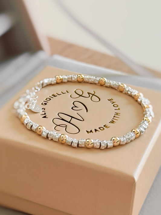 Bracciale granelli e sferette gialle