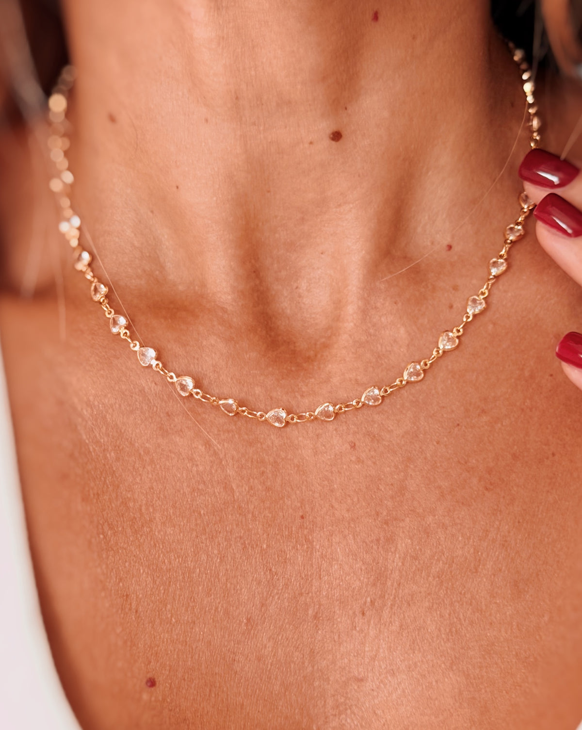 Collana choker cuoricini