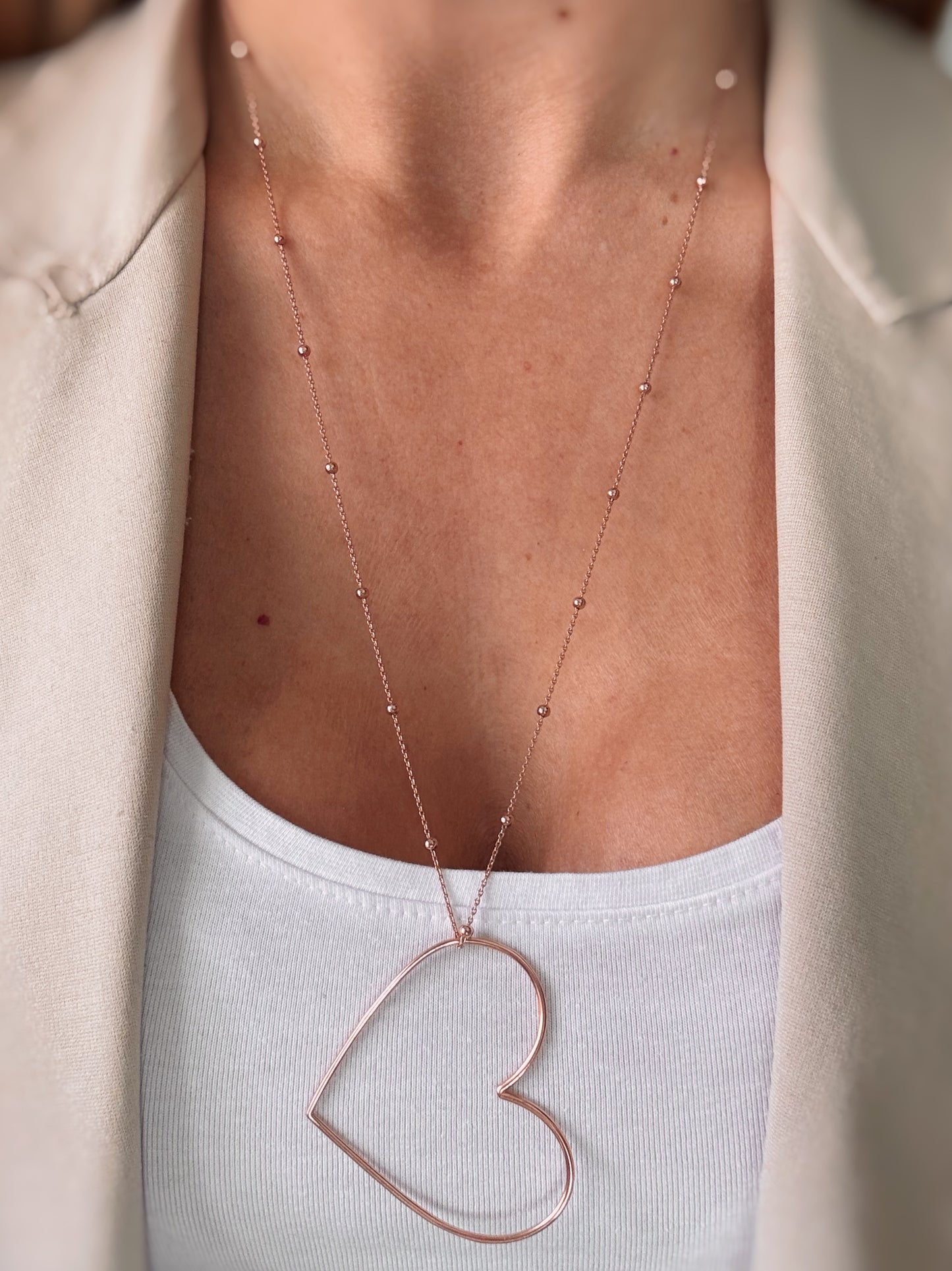 Collana lunga cuore filo grande