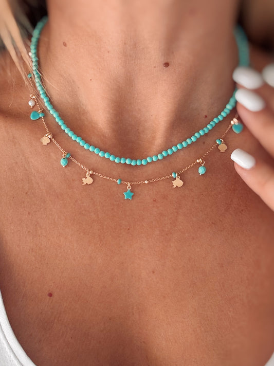 Collana cristalli e pendenti marini