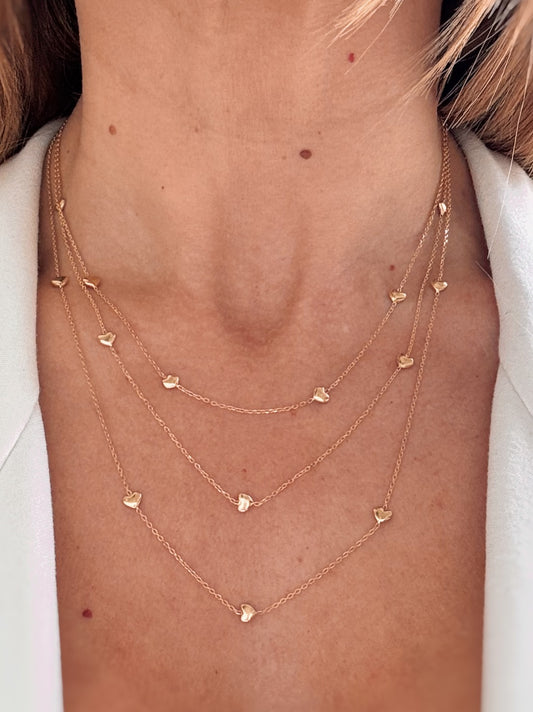 Collana 3 fili cuoricini