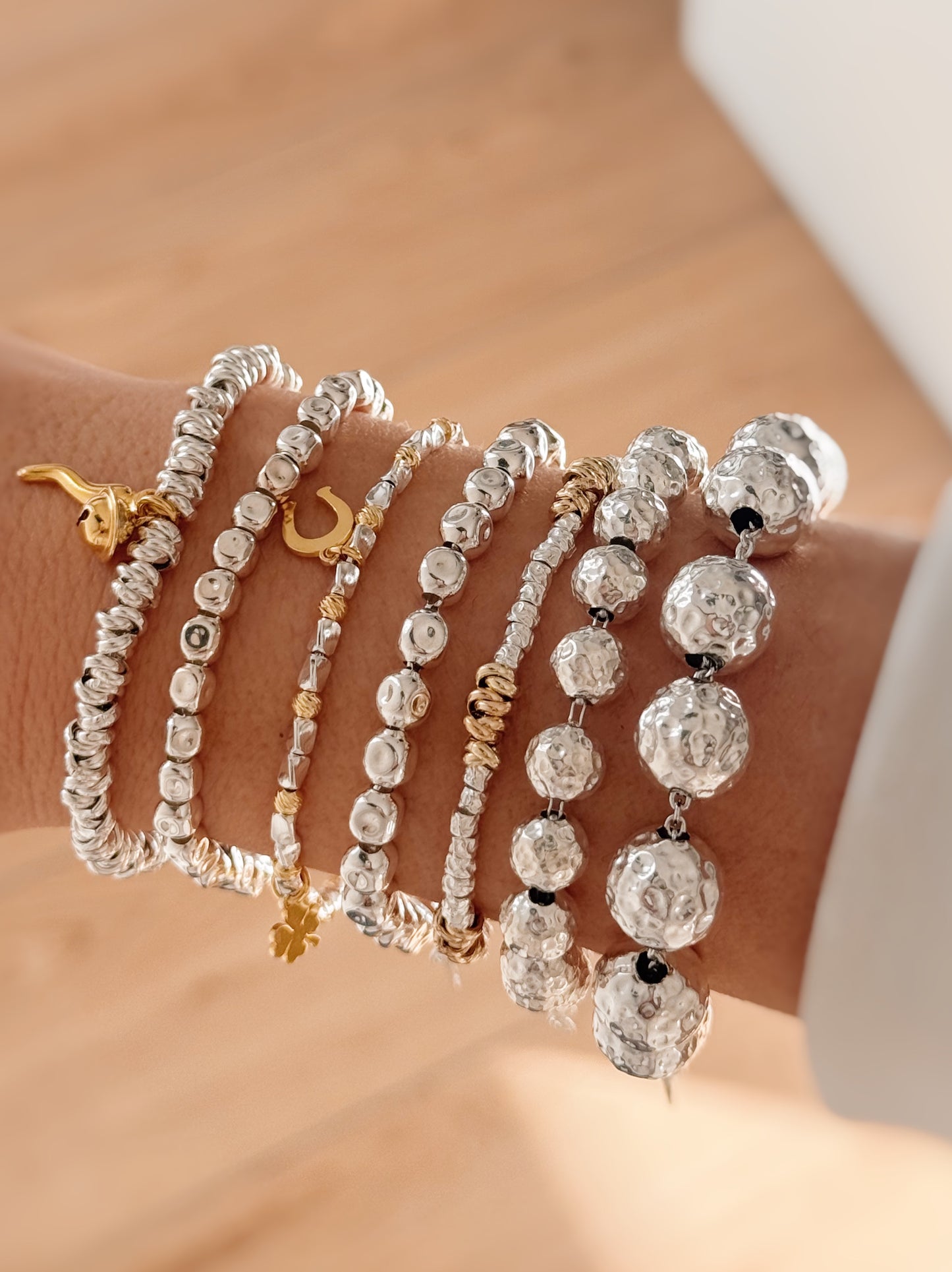 Bracciale sfere martellate