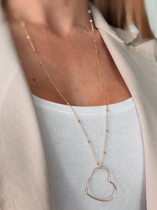 Collana lunga cuore filo medio