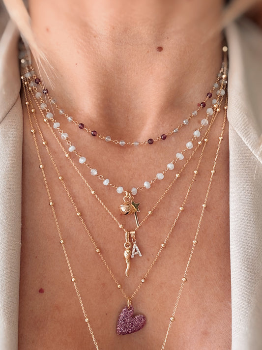 Collana cristalli bacchetta e campanellino