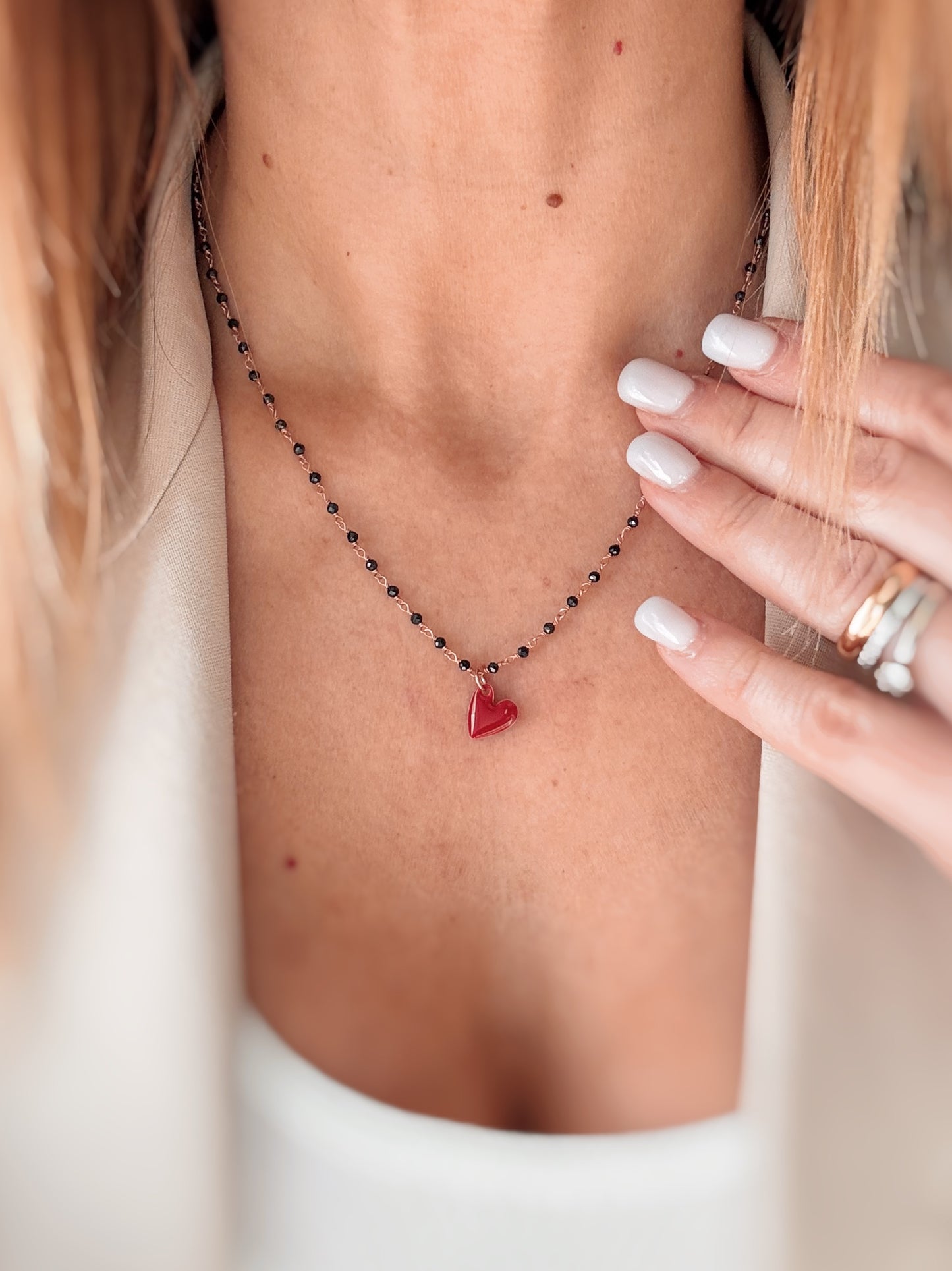 Collana mini cristalli e cuore