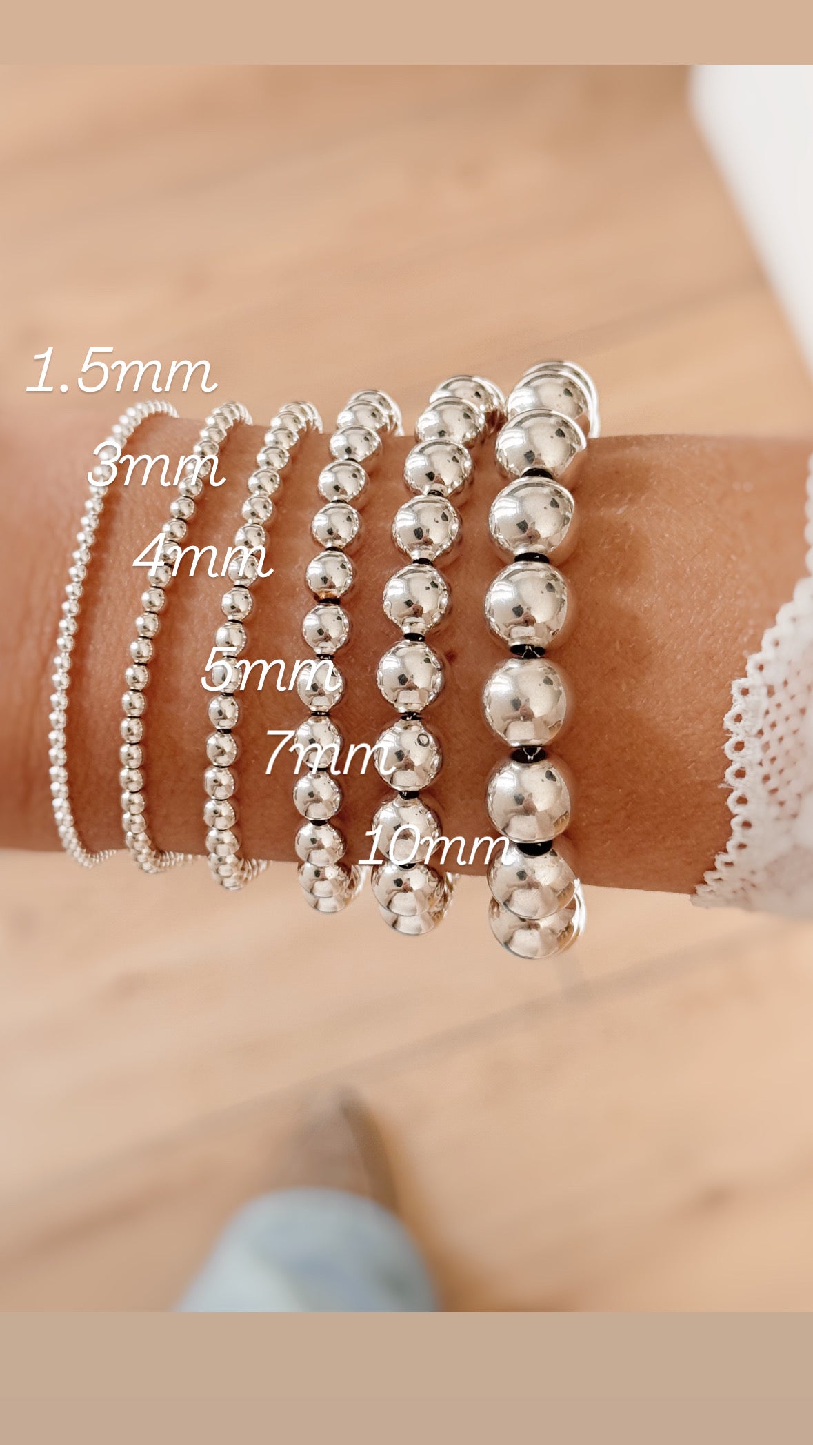 Bracciale sfere argento bianco