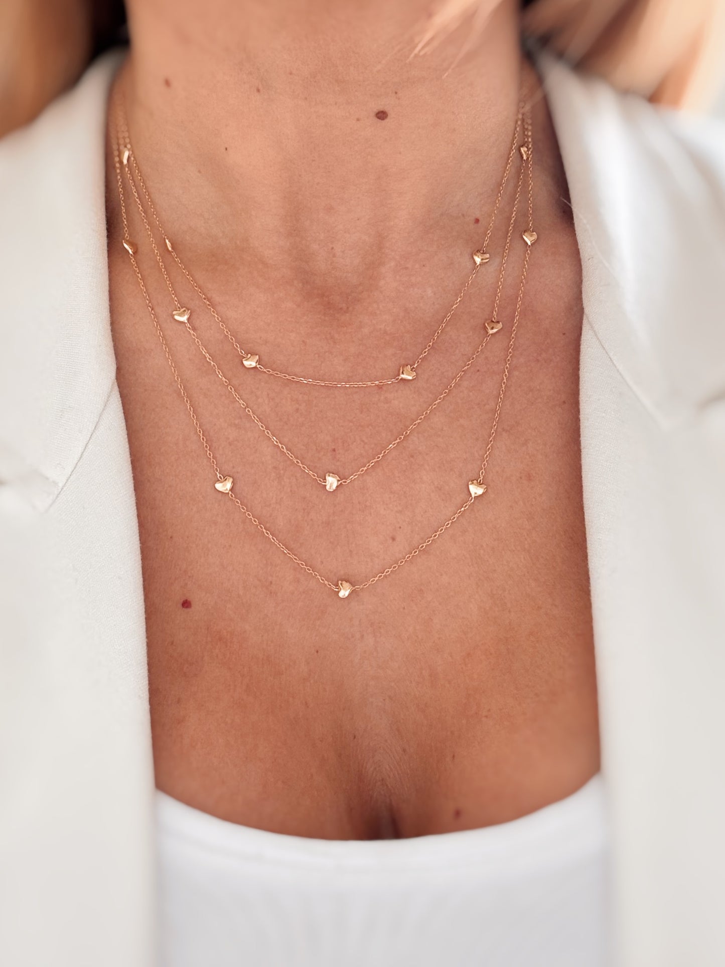 Collana 3 fili cuoricini