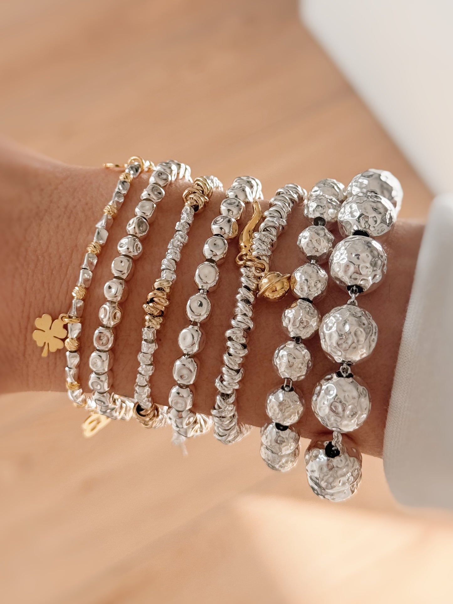 Bracciale sfere martellate