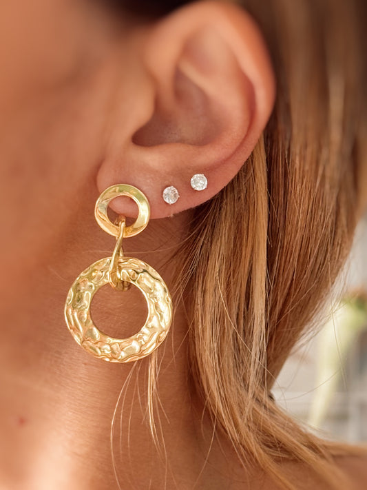 Orecchini doppi cerchi martellati