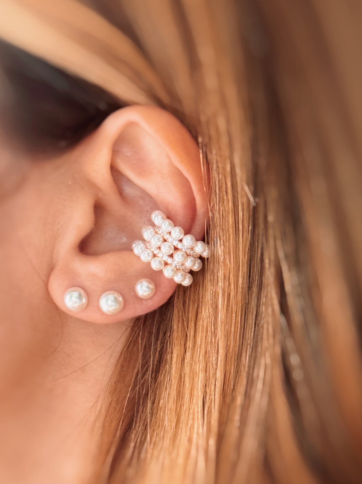 Ear cuff perle e zirconi