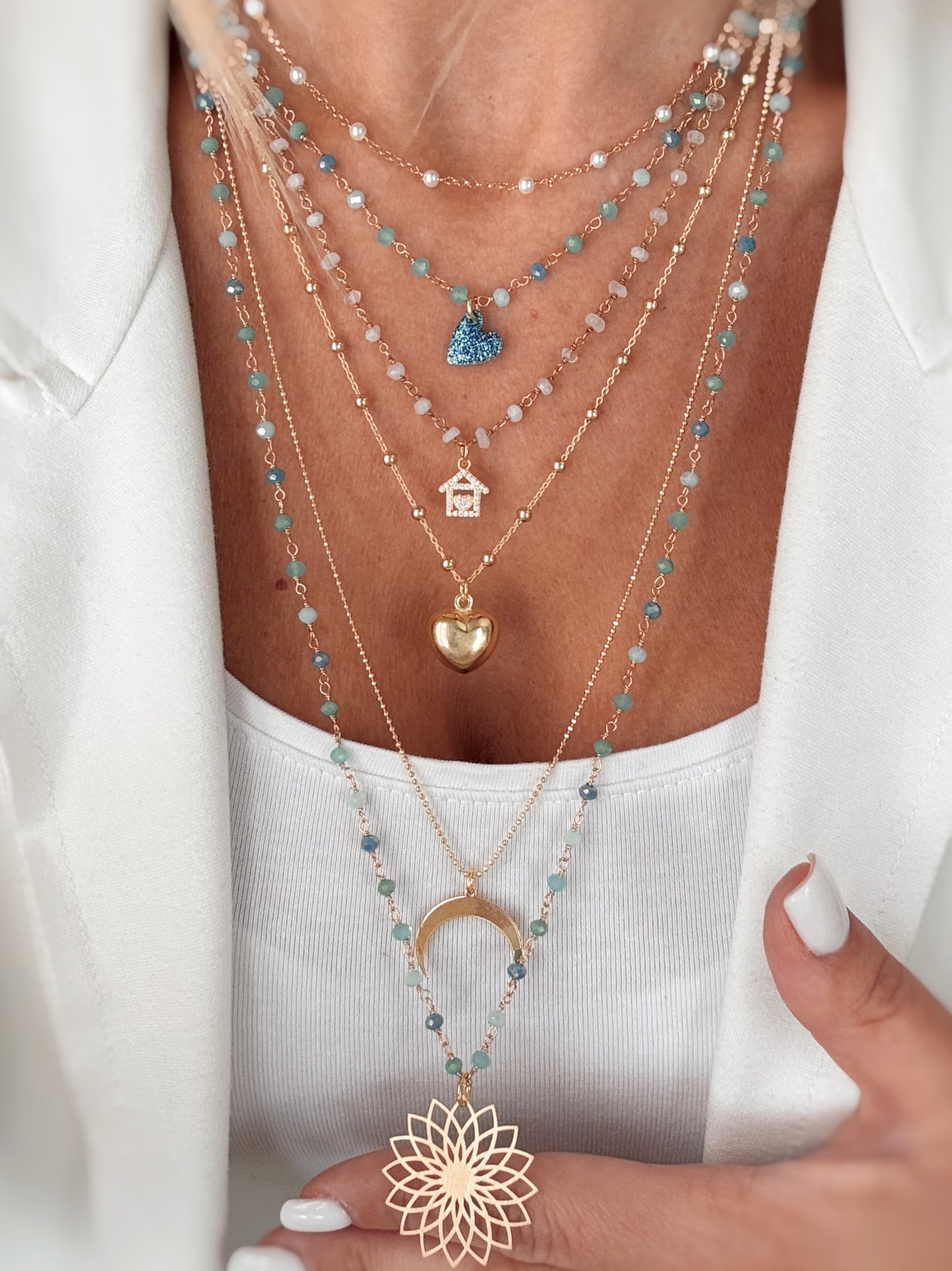 Collana cristalli e fiore