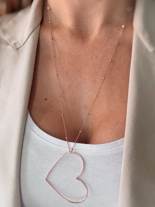 Collana lunga cuore filo grande
