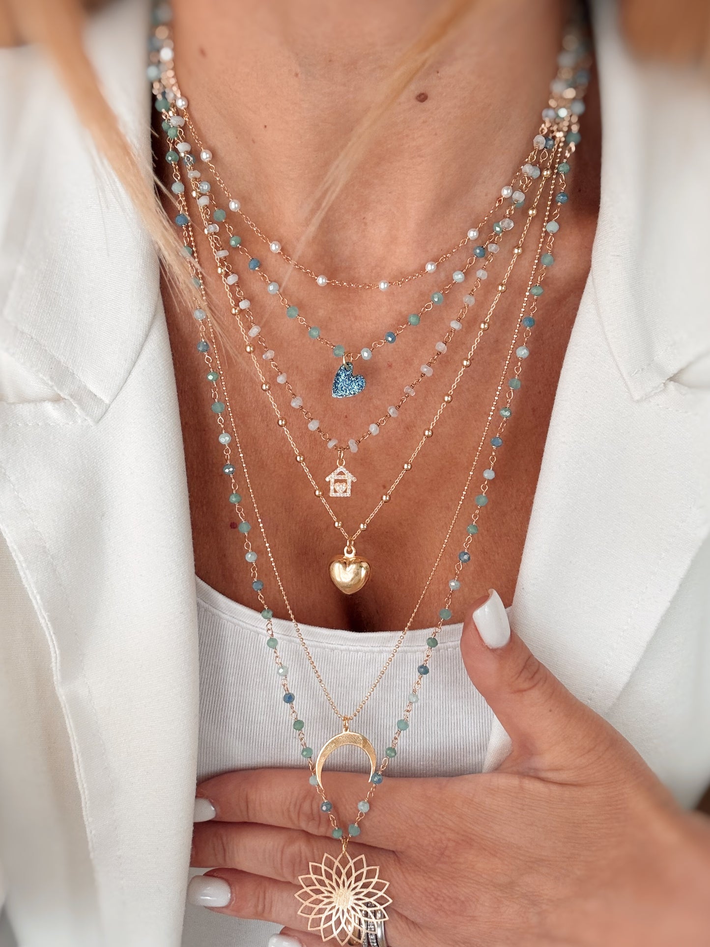 Collana cristalli e fiore