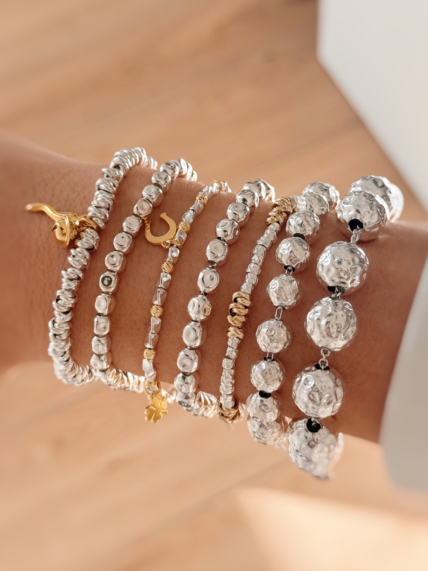 Bracciale sfere martellate