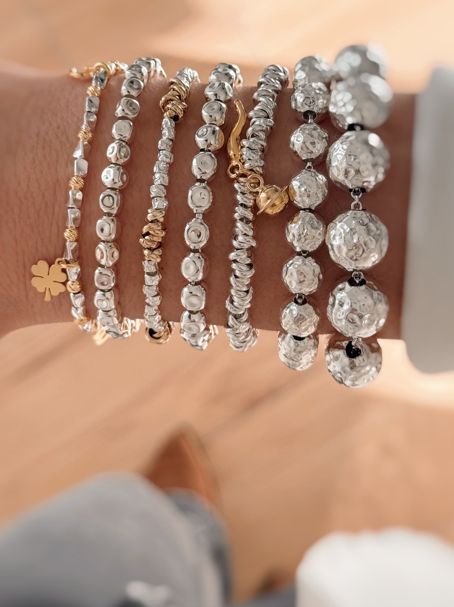 Bracciale sfere martellate