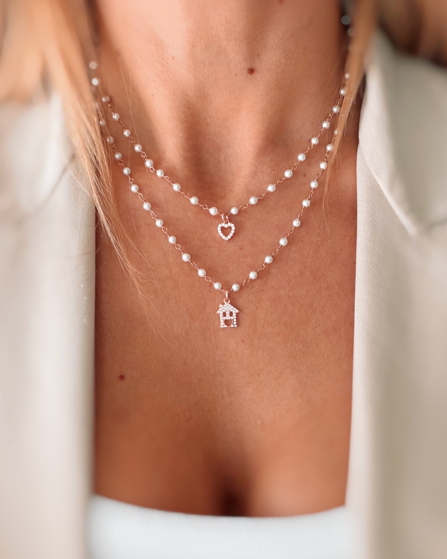 Choker perle e cuoricino