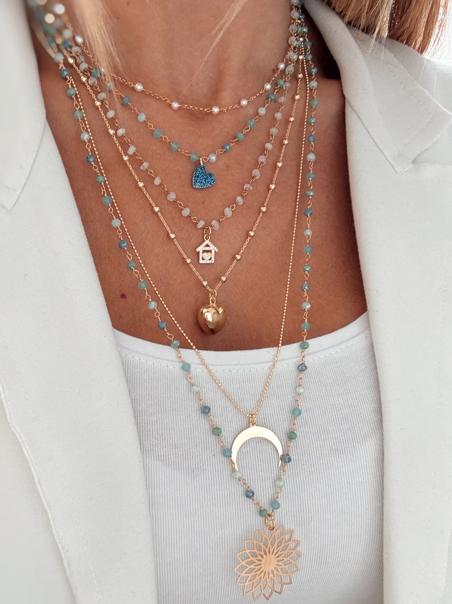 Collana cristalli e fiore