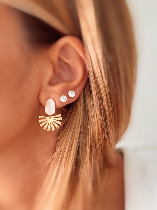 Orecchini con forma in Madreperla e pendente raggi