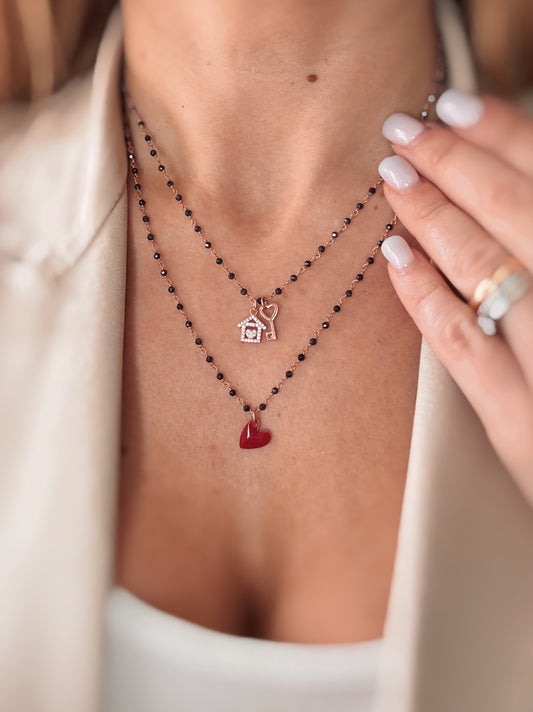 Collana mini cristalli e cuore