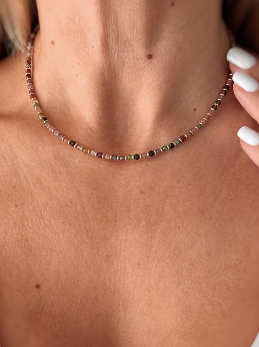 Collana con rondelle e tormalina