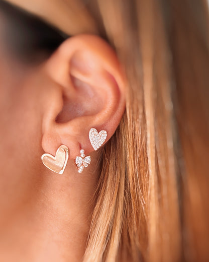 Orecchini cuore storto satinato