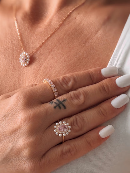 Anello Margherita con zircone e perle