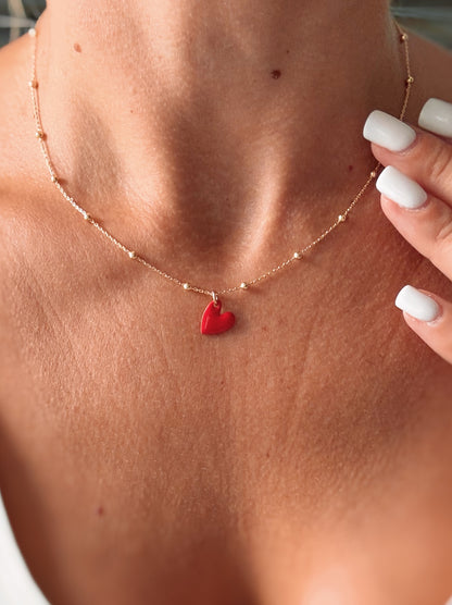 Collana con ciondolo mini cuore smaltato colorato