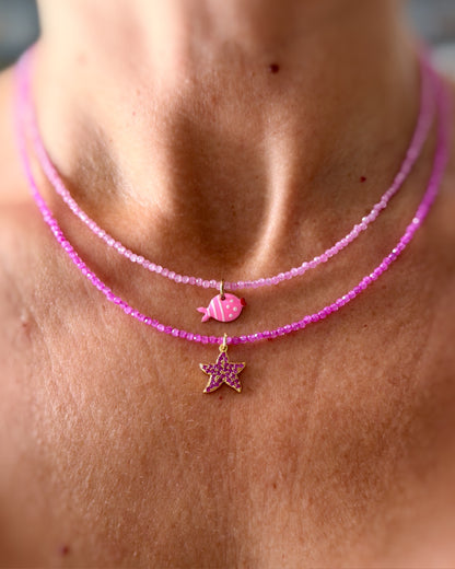 Girocollo fragola e stella zirconi fucsia