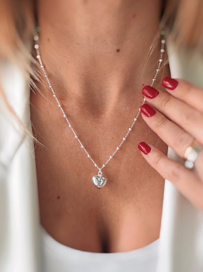Collana cuore o stella (argento bianco)