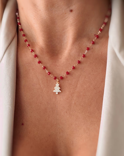 Collana Agata rossa e alberello