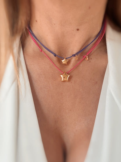 Collana choker con stella grande bombata