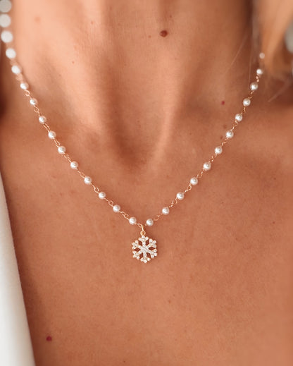 Girocollo perle e fiocco di neve