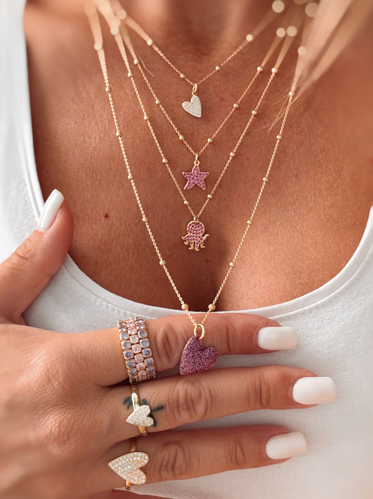 Collana cuore  glitter
