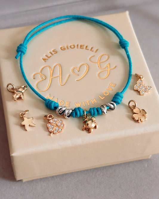 Bracciale cordino e mini charm