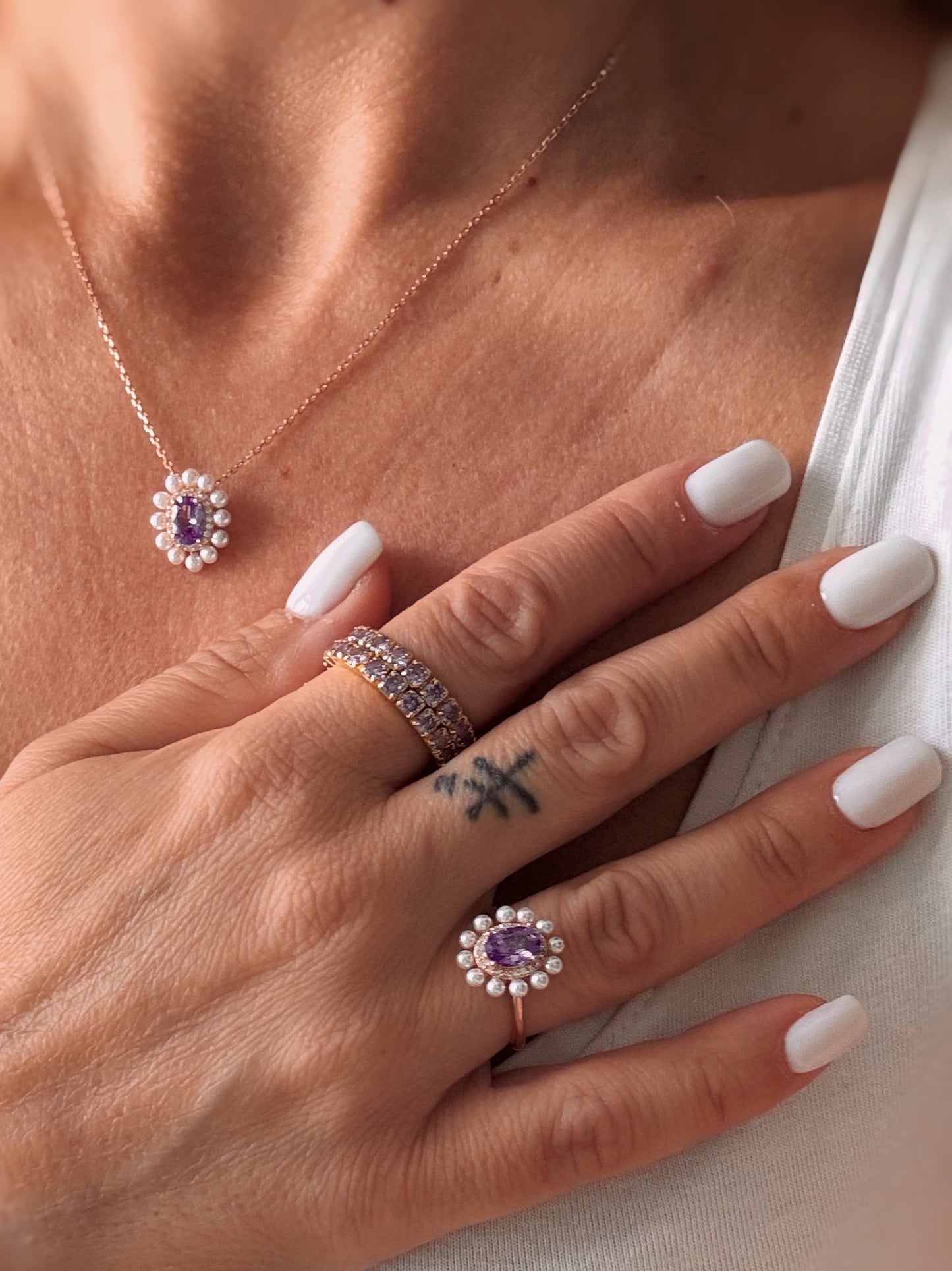 Anello Margherita con zircone e perle