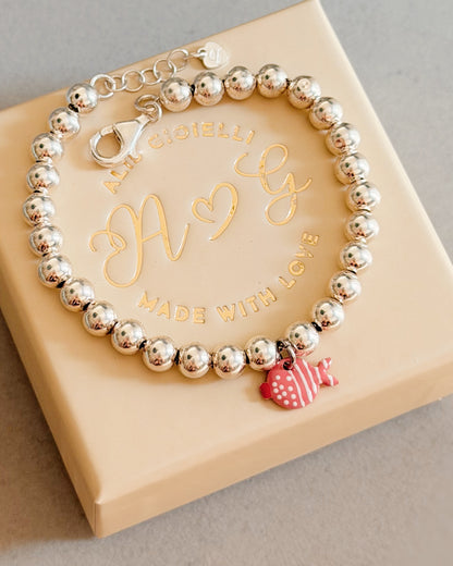 Bracciale sfere e pesce smaltato