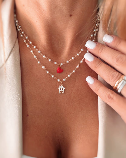 Choker perle e cuoricino