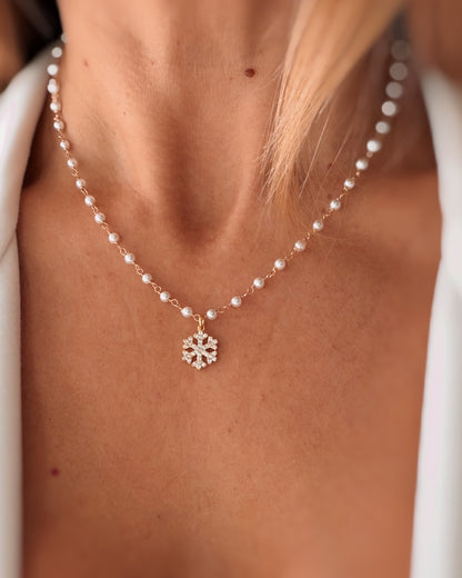 Girocollo perle e fiocco di neve