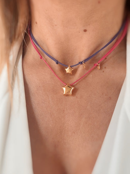 Collana choker con stella grande bombata