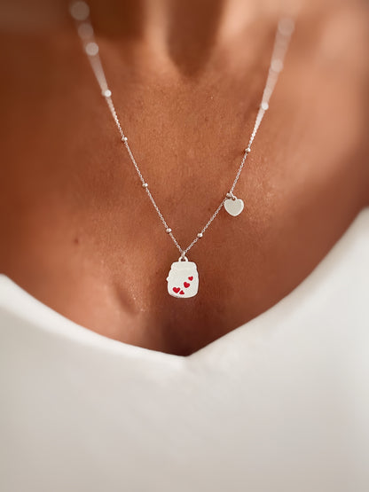 Collana con ciondolo barattolo dell'amore