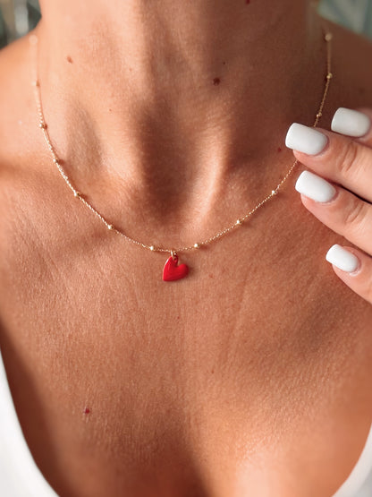 Collana con ciondolo mini cuore smaltato colorato