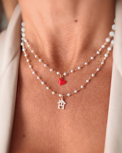 Choker perle e cuoricino