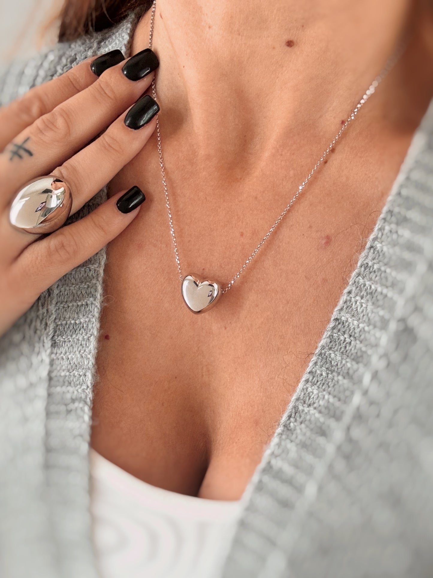 Collana cuore midi argento