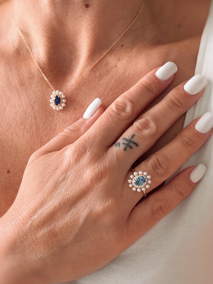 Anello Margherita con zircone e perle