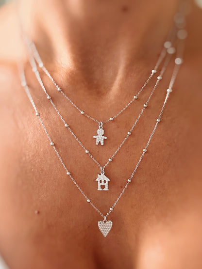 Collana con ciondolo mini cuore a punta e zirconi